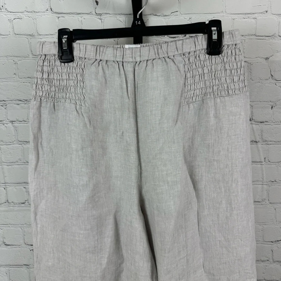 Sigrid Olsen Light Gray Wide Leg Linen Pants Pull On Size Large - Picture 2 of 6